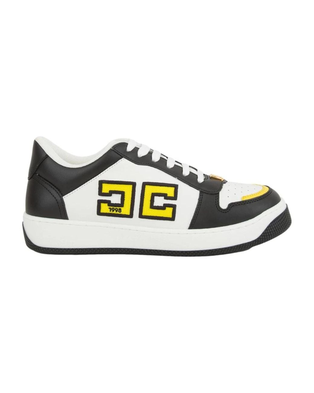 Elisabetta Franchi Black Two-Tone Leather Sneakers