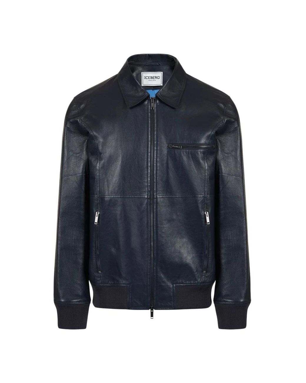 Iceberg Nappa Bomber Short Jacket in het Blue voor heren