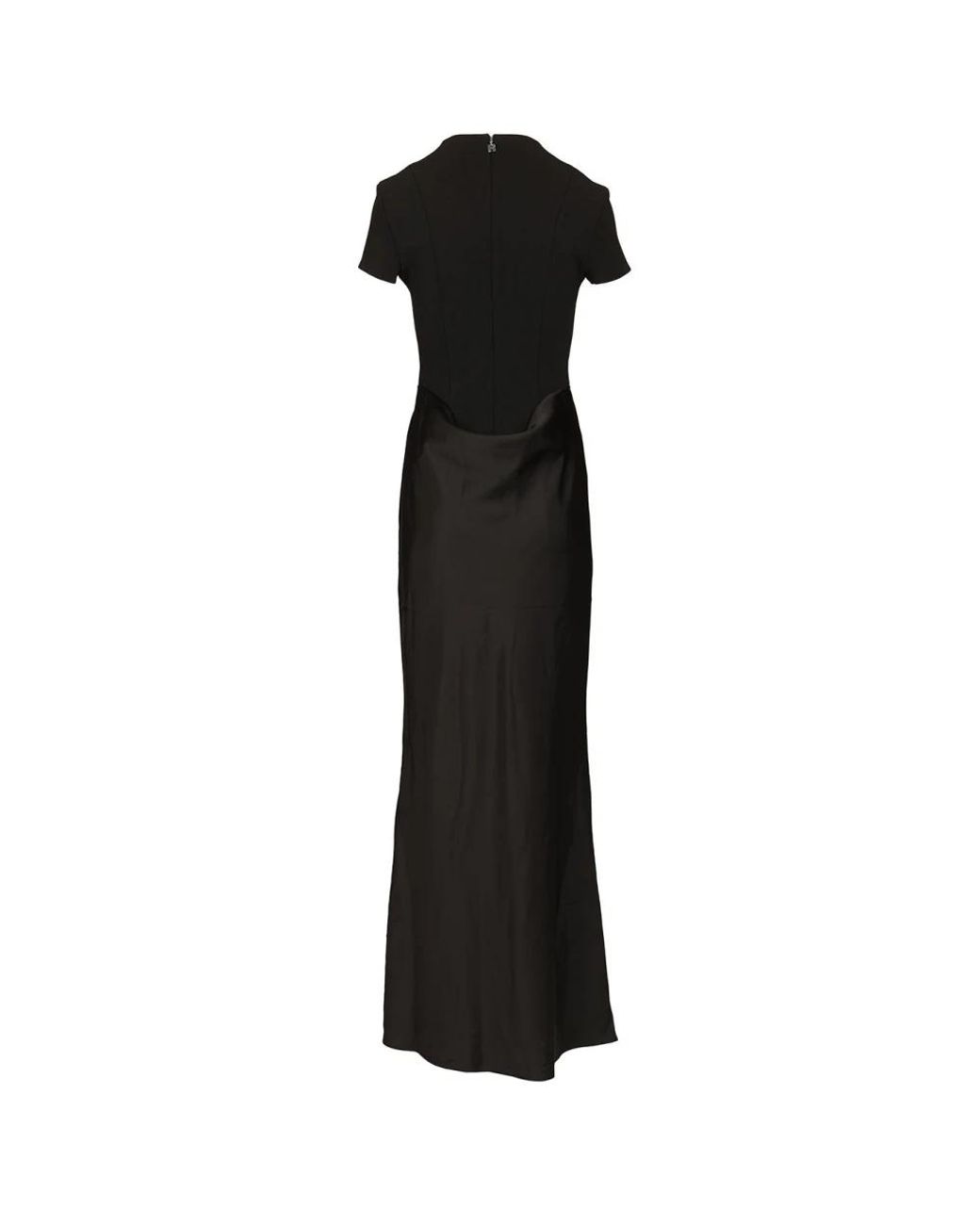 ROTATE BIRGER CHRISTENSEN Black Long Dress With Short Sleeves And Drape