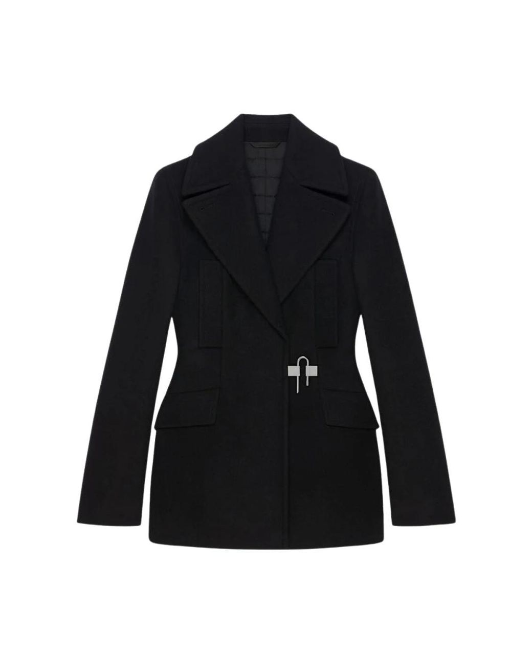 Givenchy Gewatteerde Wollen Peacoat in het Black