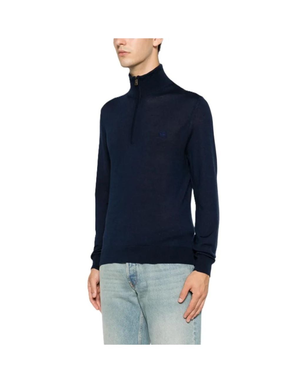 Etro Blue Round-Neck Knitwear for men