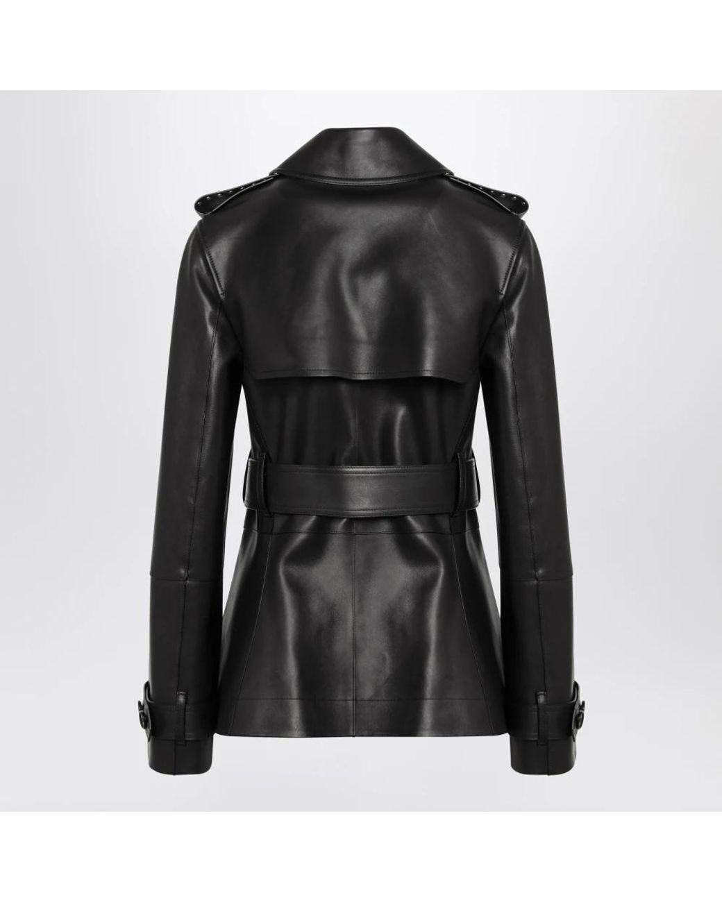 Burberry Black Mini Short Leather Jacket With Studs