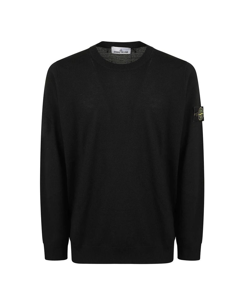 Stone Island Black Round-Neck Knitwear for men