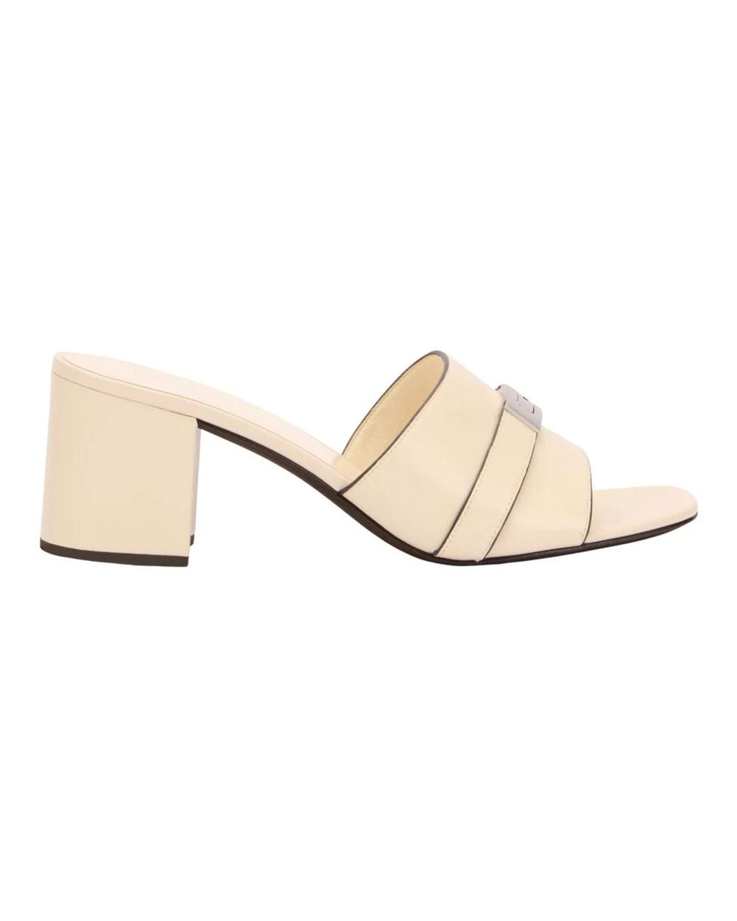 Tory Burch White Heeled Mules