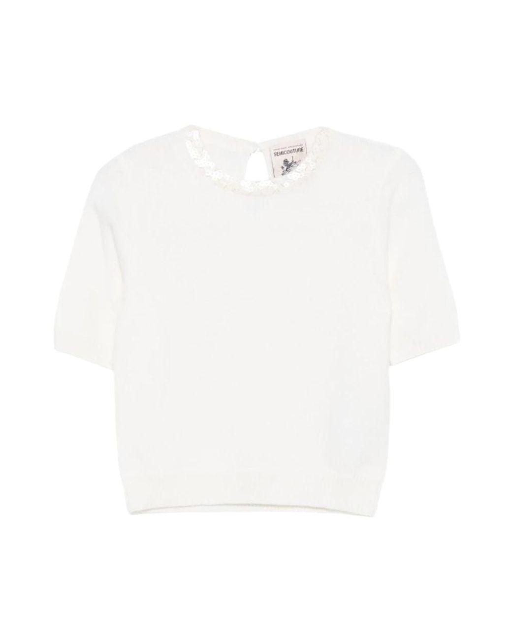 Semicouture White Round-Neck Knitwear