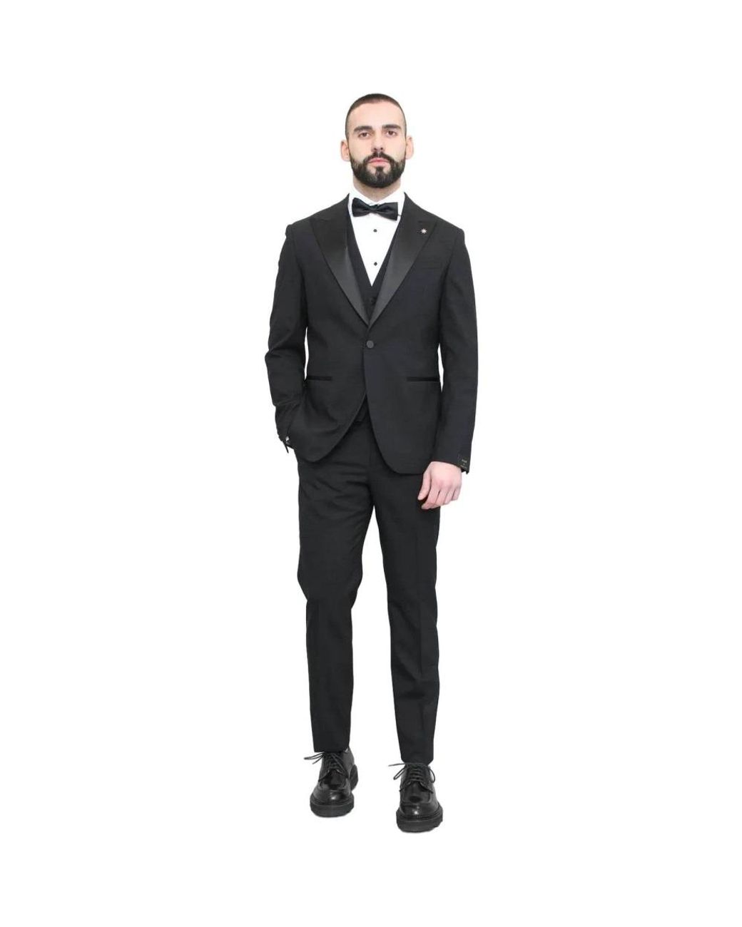 Manuel Ritz Black Single Breasted Suits for men