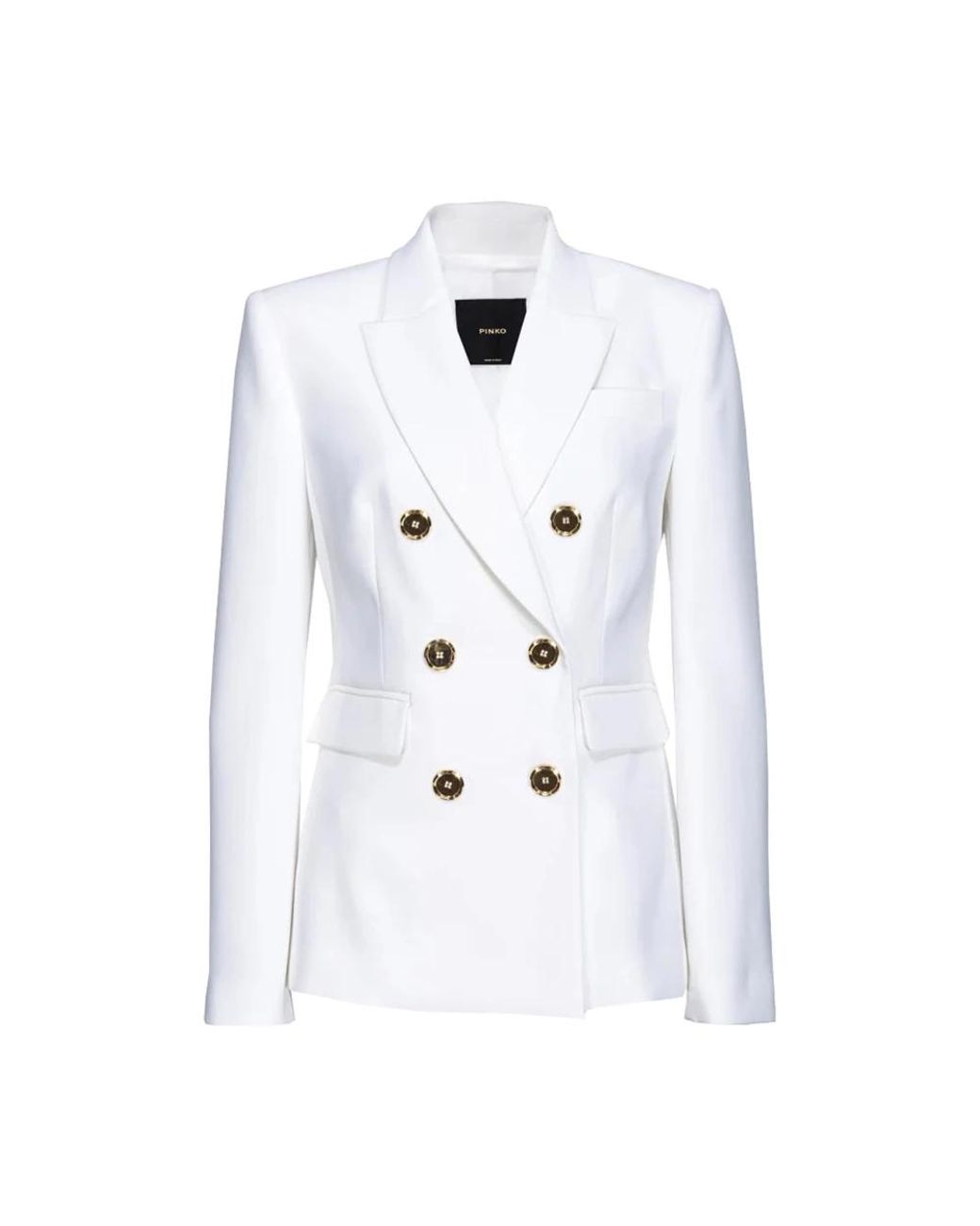 Pinko Jassen ,Wit ,Polyester Peak-Lapel Double-Breasted Blazer in het White