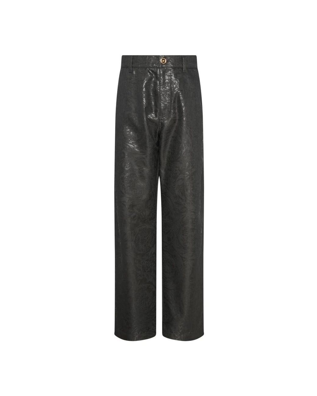 Versace Gray Straight Trousers for men