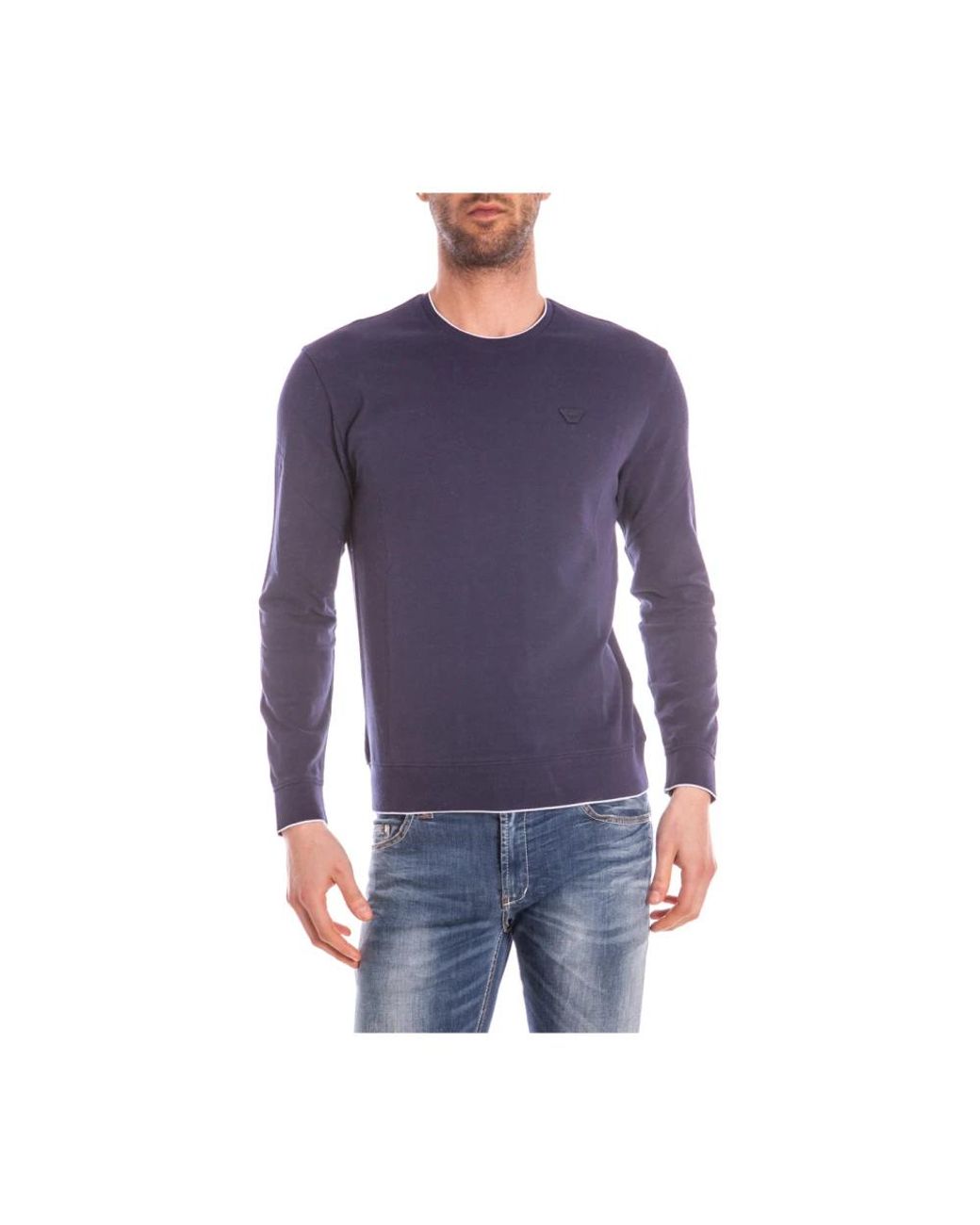 Armani Jeans Blue Round-Neck Knitwear for men