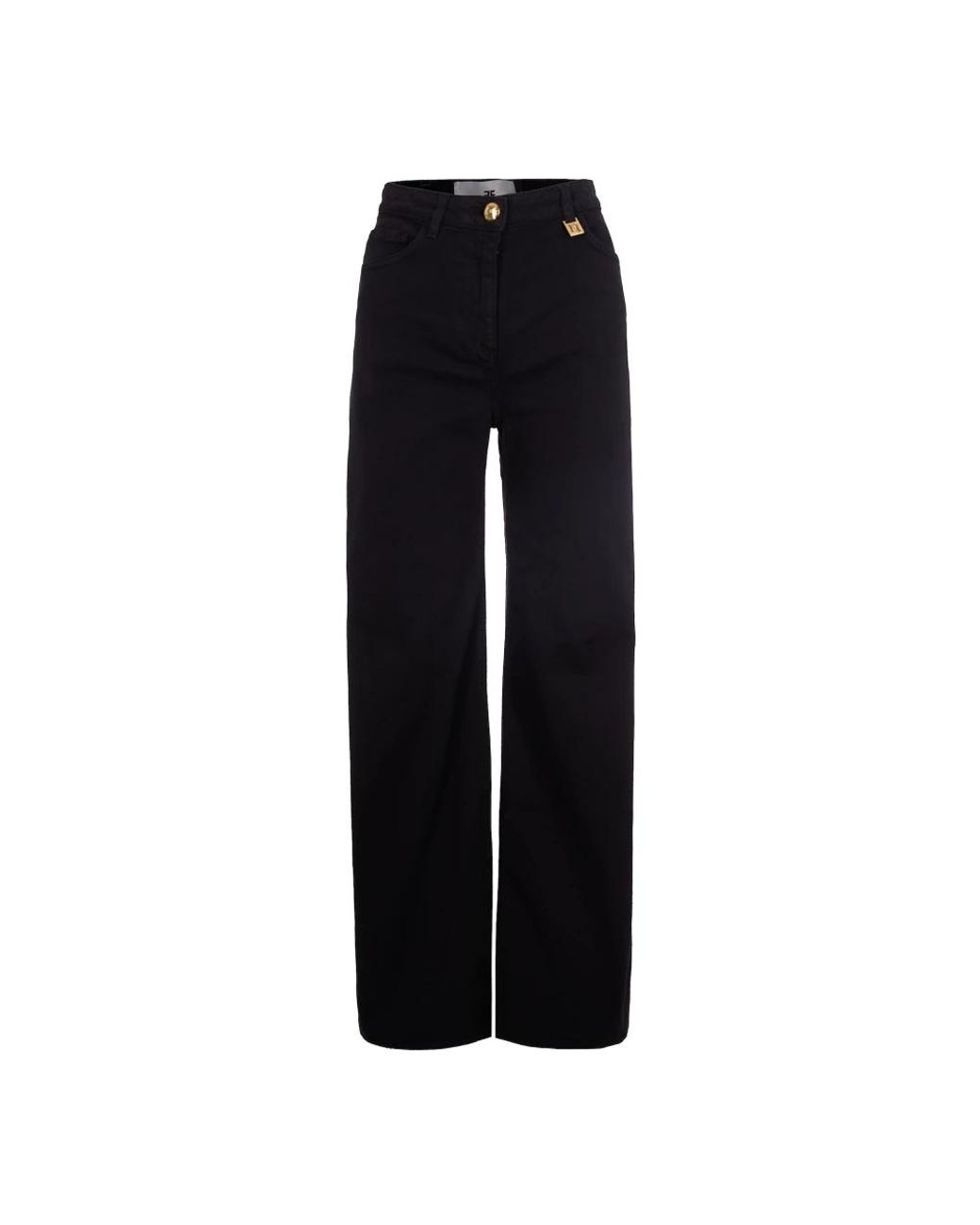 Elisabetta Franchi Jeans ,Zwart ,Katoen Palazzo Jeans Met Logo Detail in het Black