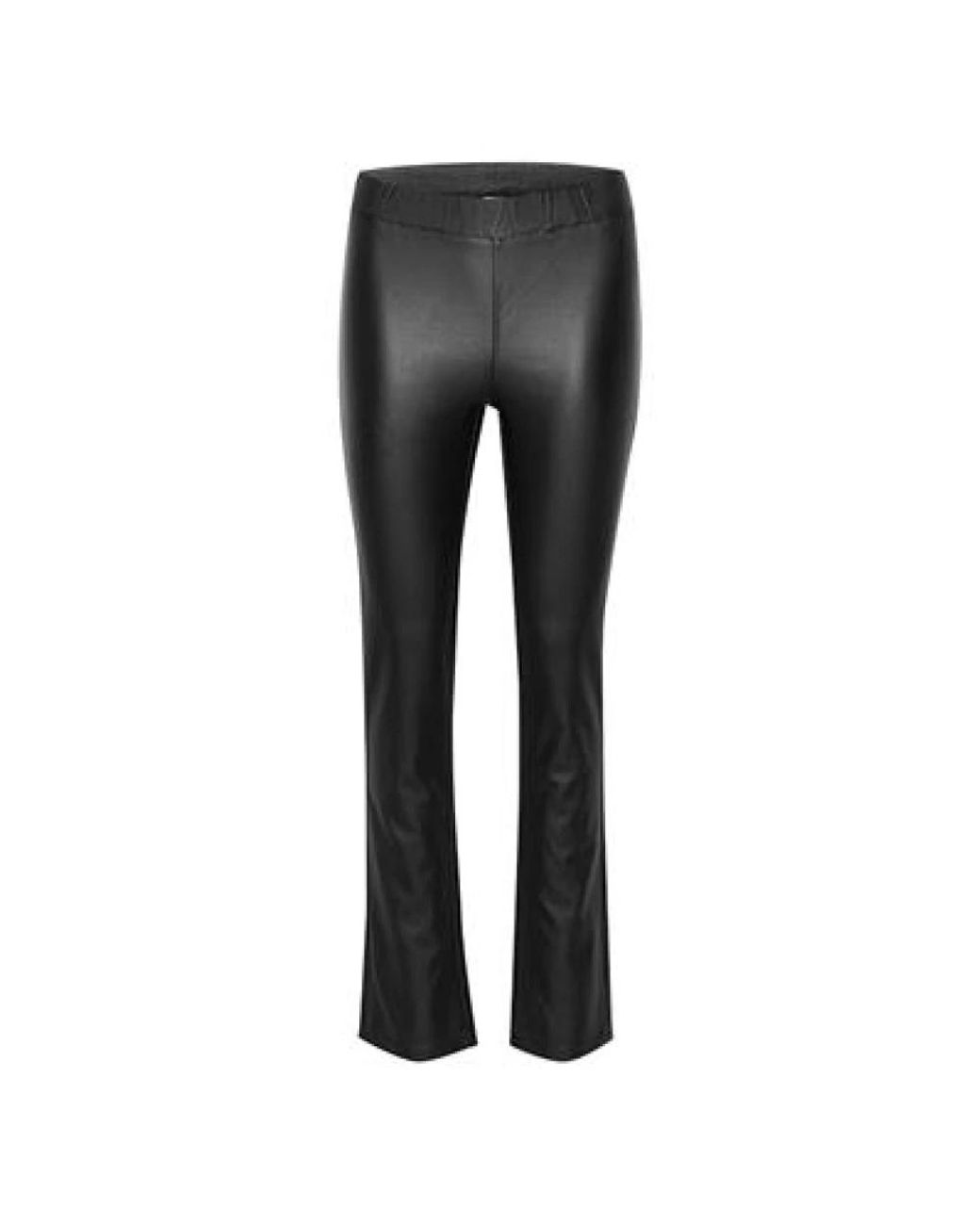 Kaffe Broeken ,Zwart ,Nylon Flared Elastische Taille Broek in het Gray