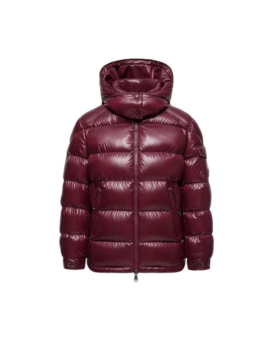 Moncler Red Maire Kapuzen-Kurzmantel Aus Daunen