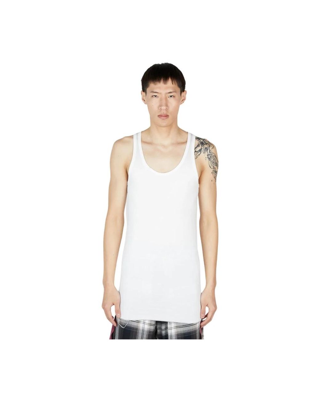 Sulvam White Sleeveless Tops for men
