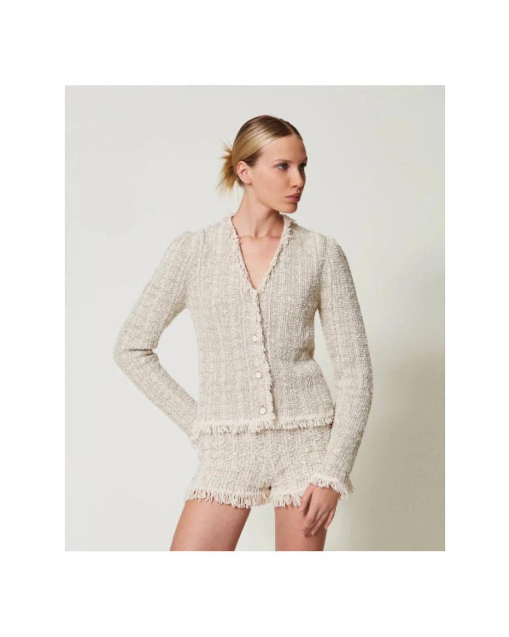 Tweed Jackets Twinset en coloris White