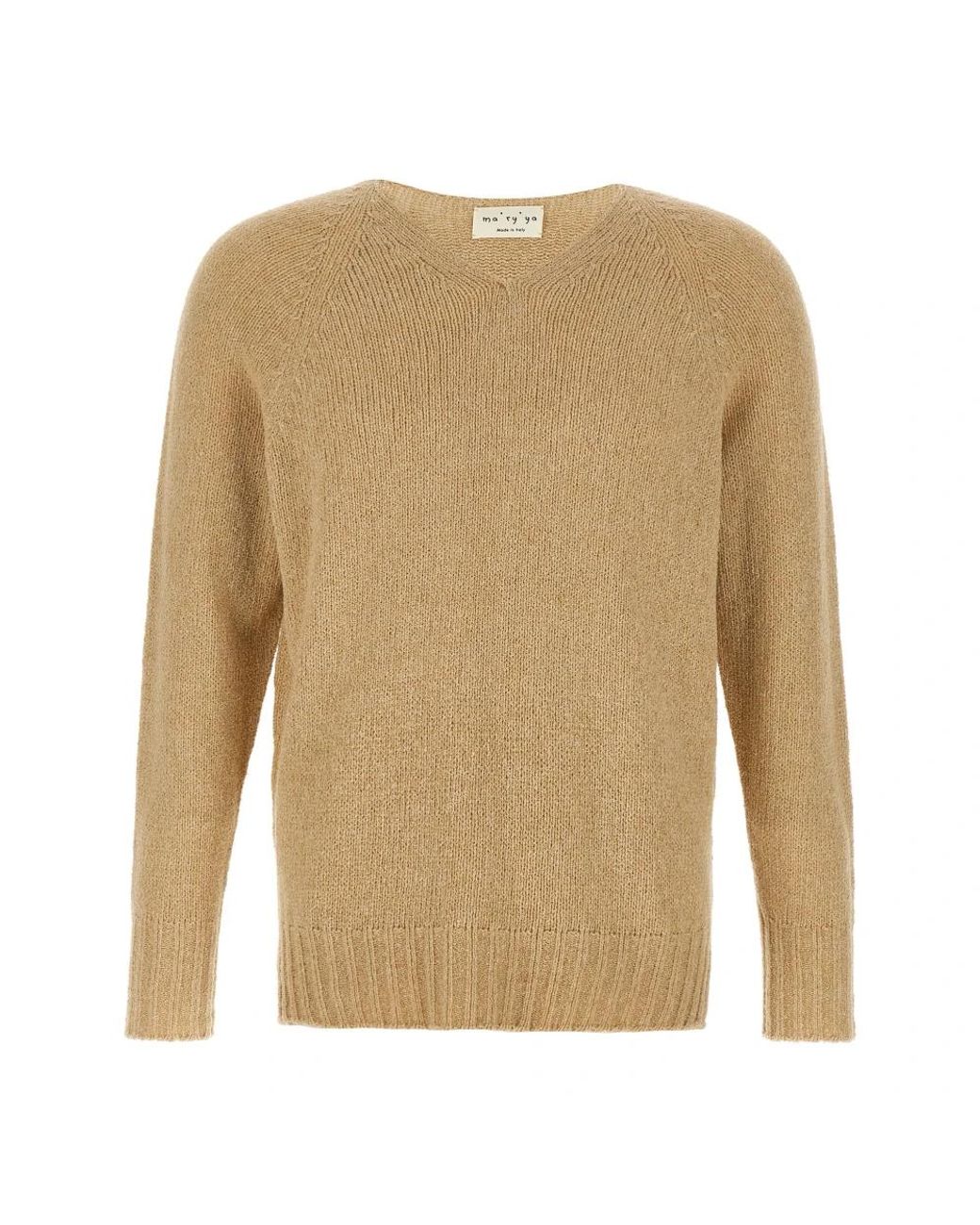 Ma'ry'ya Natural V-Neck Knitwear for men