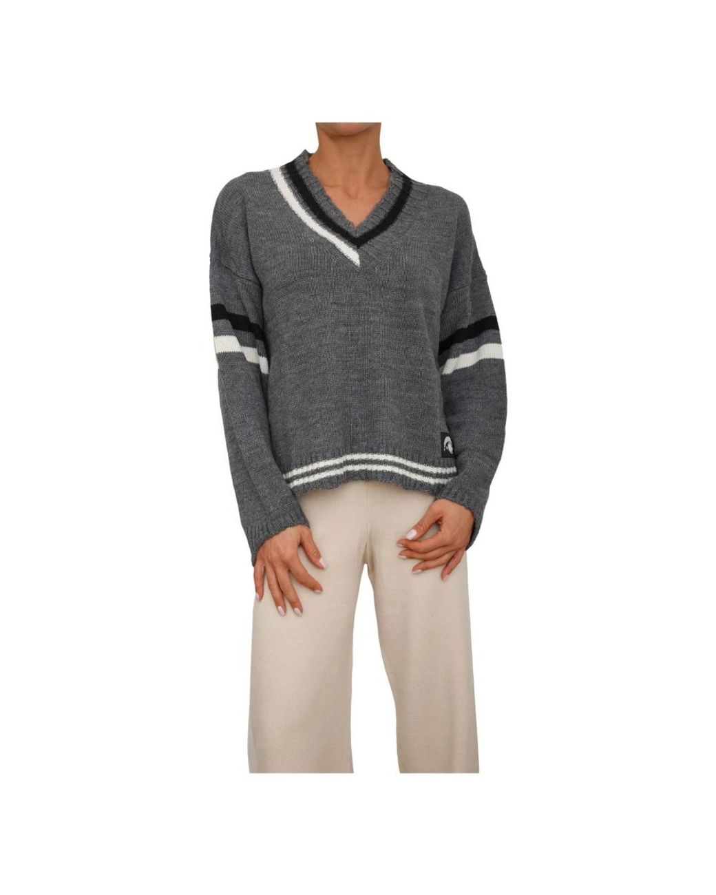 hinnominate Gray V-Neck Knitwear