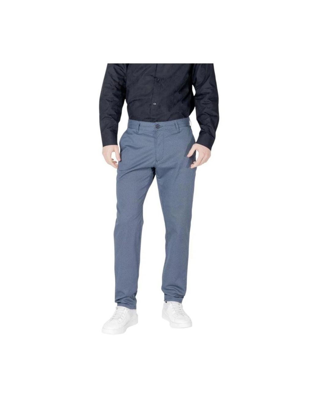 ARMANI EXCHANGE Blue Slim-Fit Trousers for men