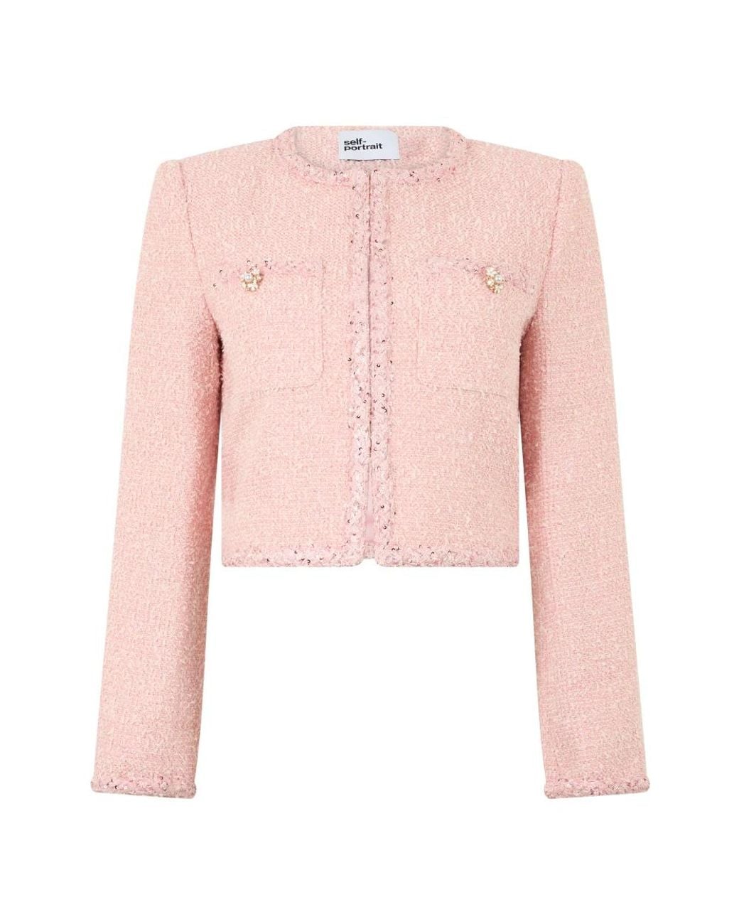 Self-Portrait Boucle Jas in het Pink