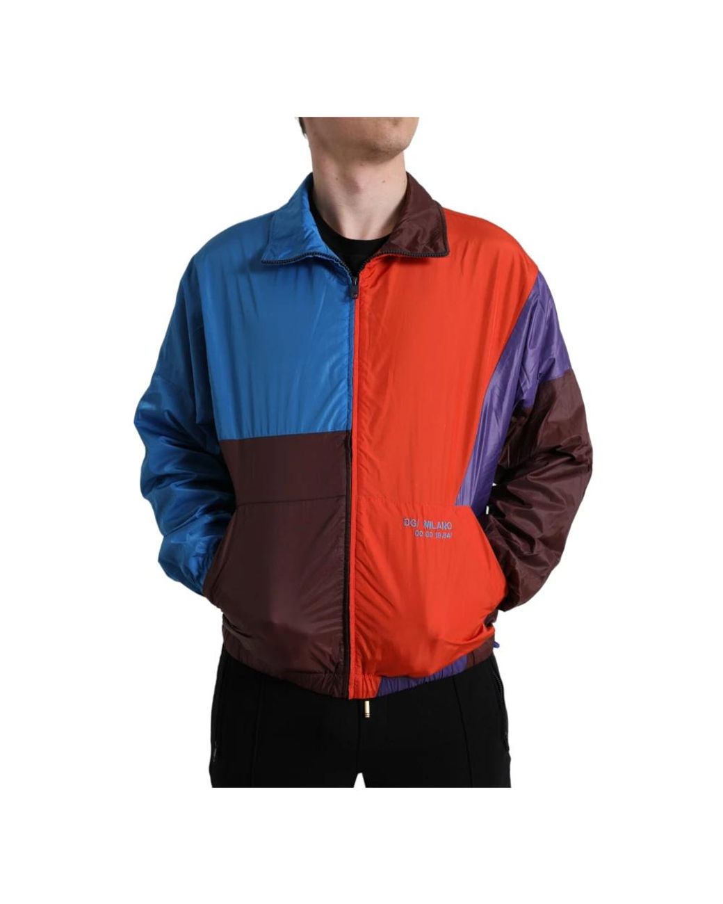 Dolce & Gabbana Jassen ,Veelkleurig Blok Windbreaker Jas in het Red voor heren