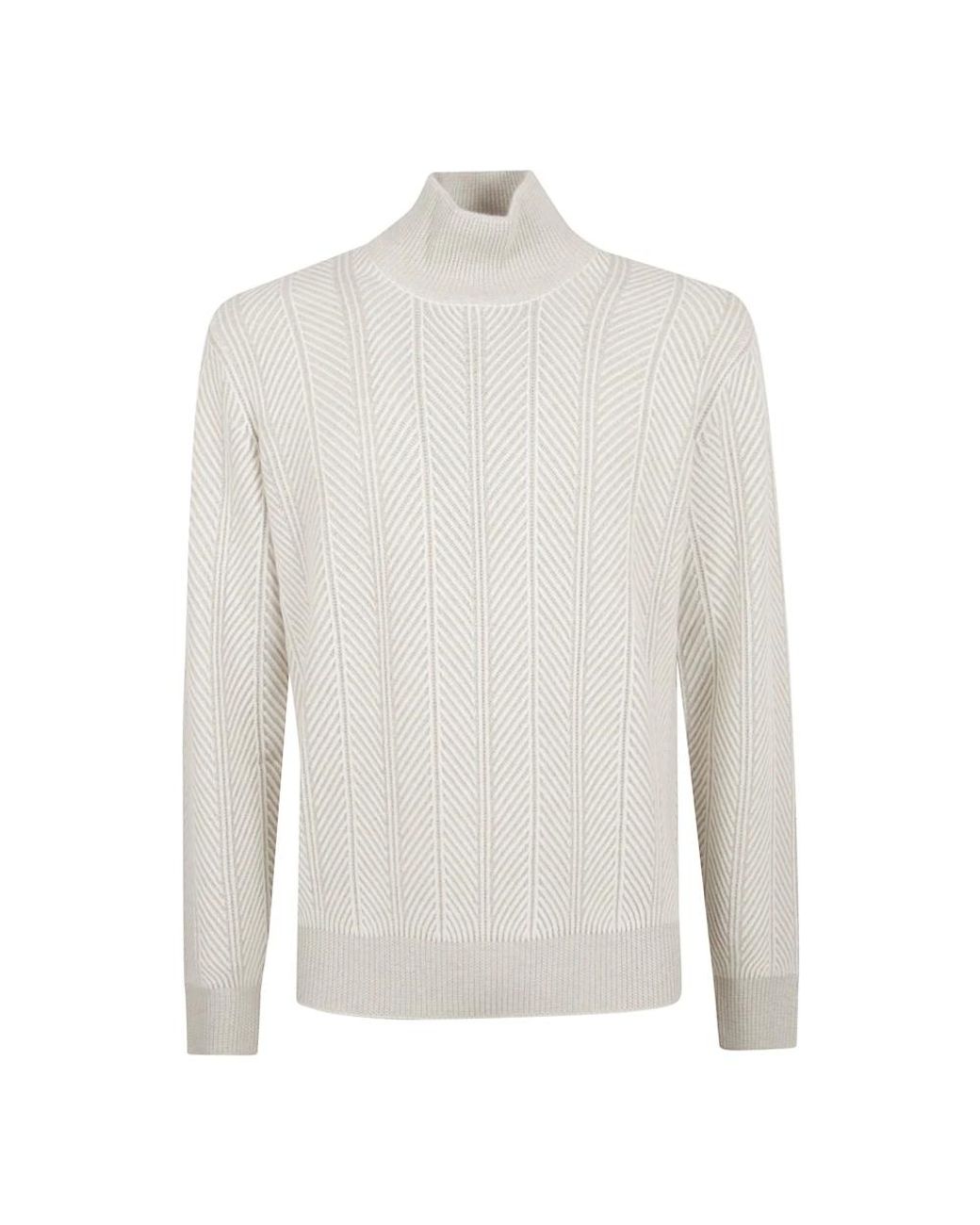 Brunello Cucinelli White Cashmere Knitwear for men