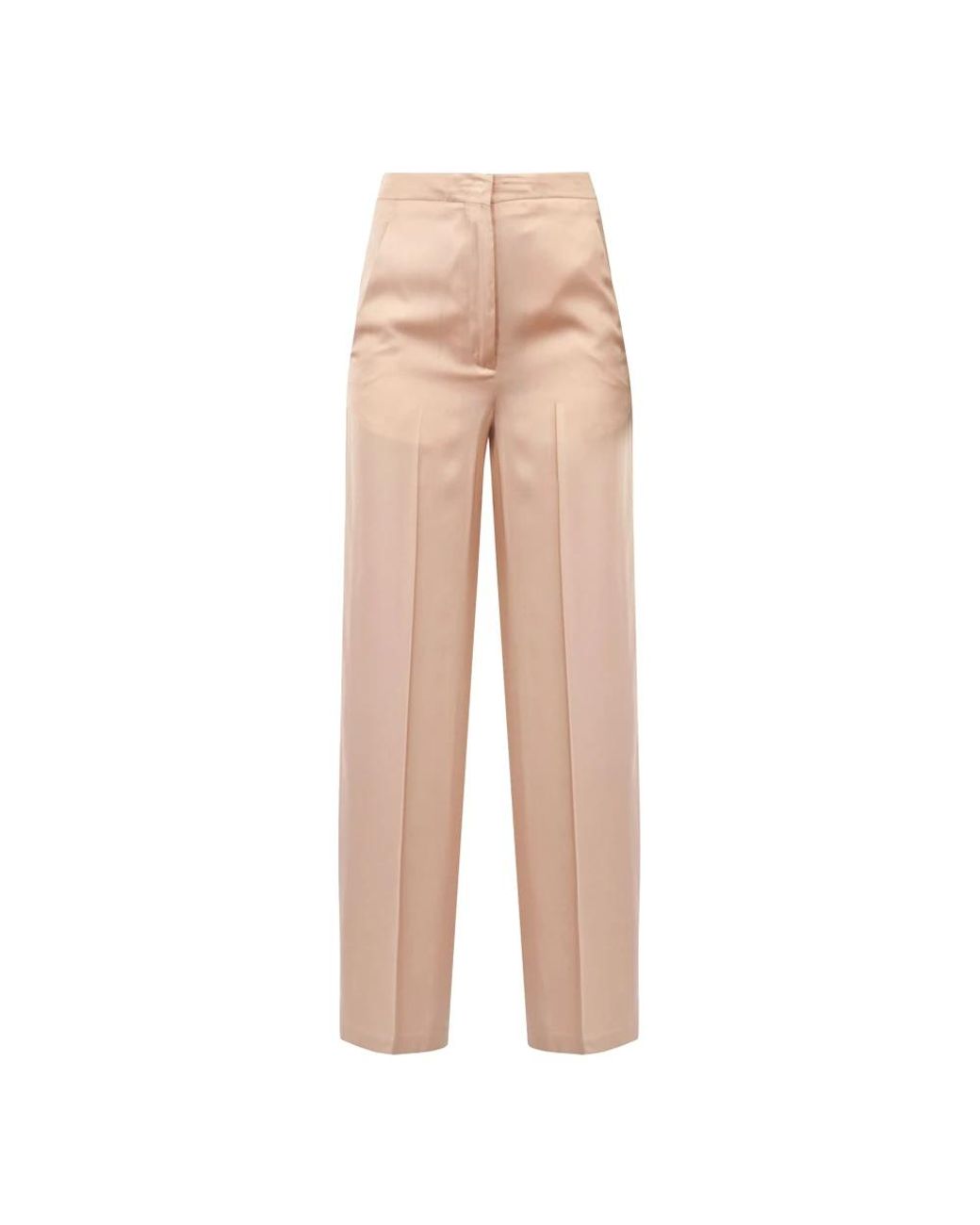Jucca Broeken ,Roze ,Satijn Wijde Satijnen Broek Met Rechte Pijp in het Natural