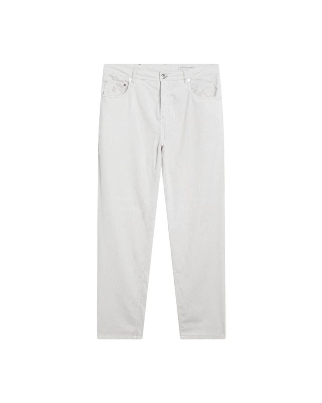 Brunello Cucinelli White Straight Trousers for men