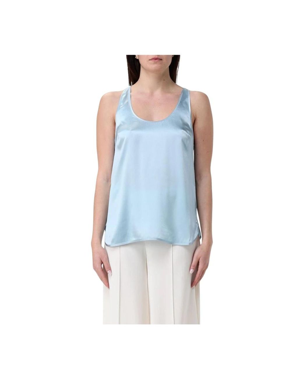 Pinko Blue Sleeveless Tops