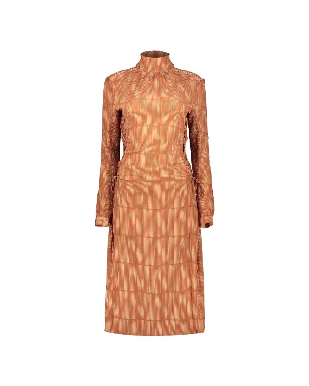 Low Classic Kleedjes ,Bruin ,Polyester Elegante Gedrukte Jurk Met Opstaande Kraag in het Brown