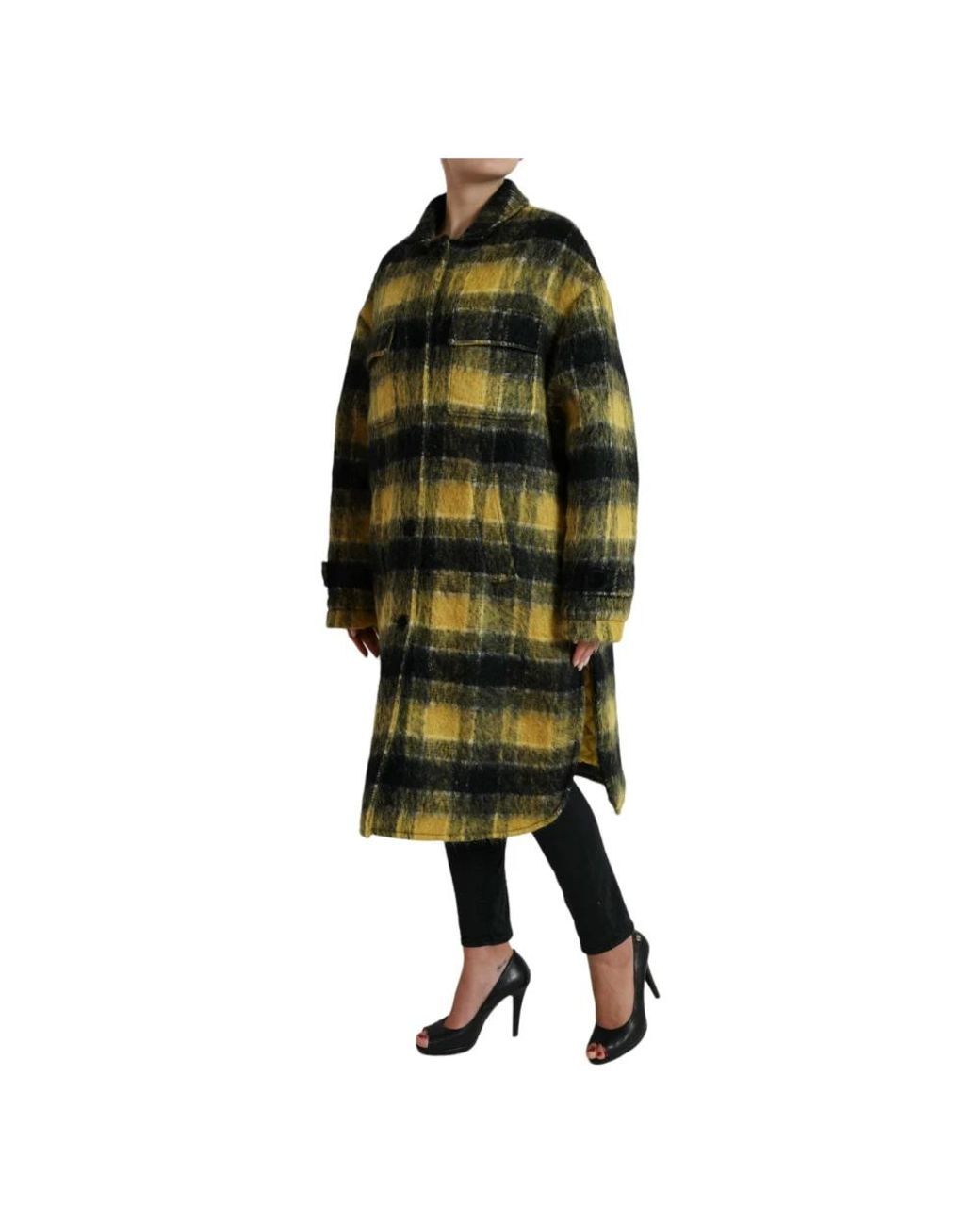 Dolce & Gabbana Green Plaid Long Sleeve Casual Coat Jacket