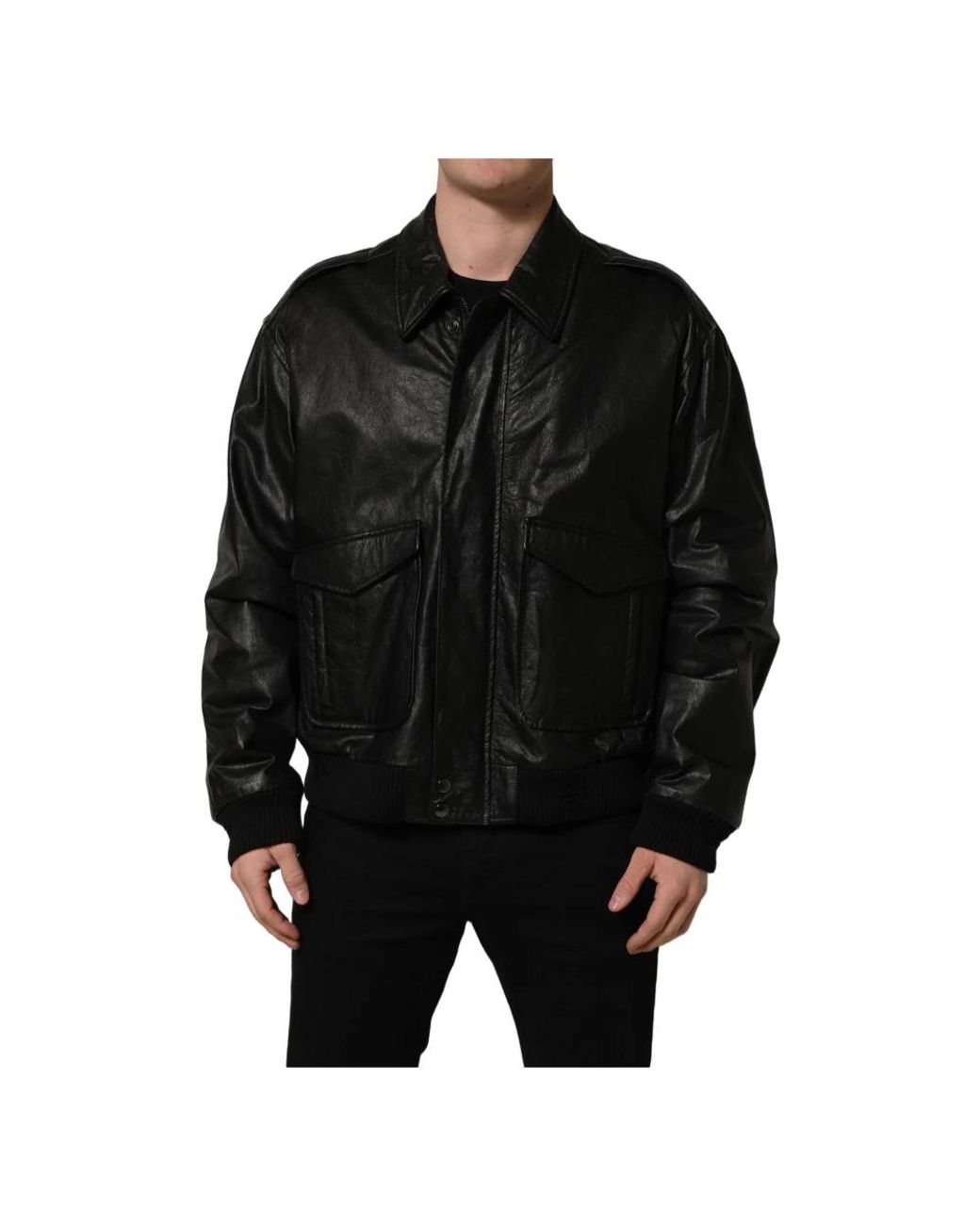 Dolce & Gabbana Full Zip Biker Jacket in het Black voor heren