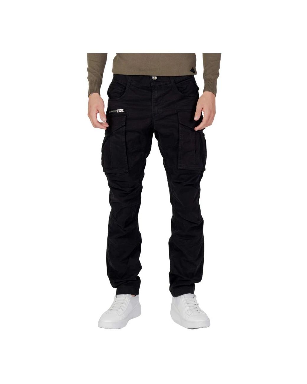 Replay Black Straight Trousers for men