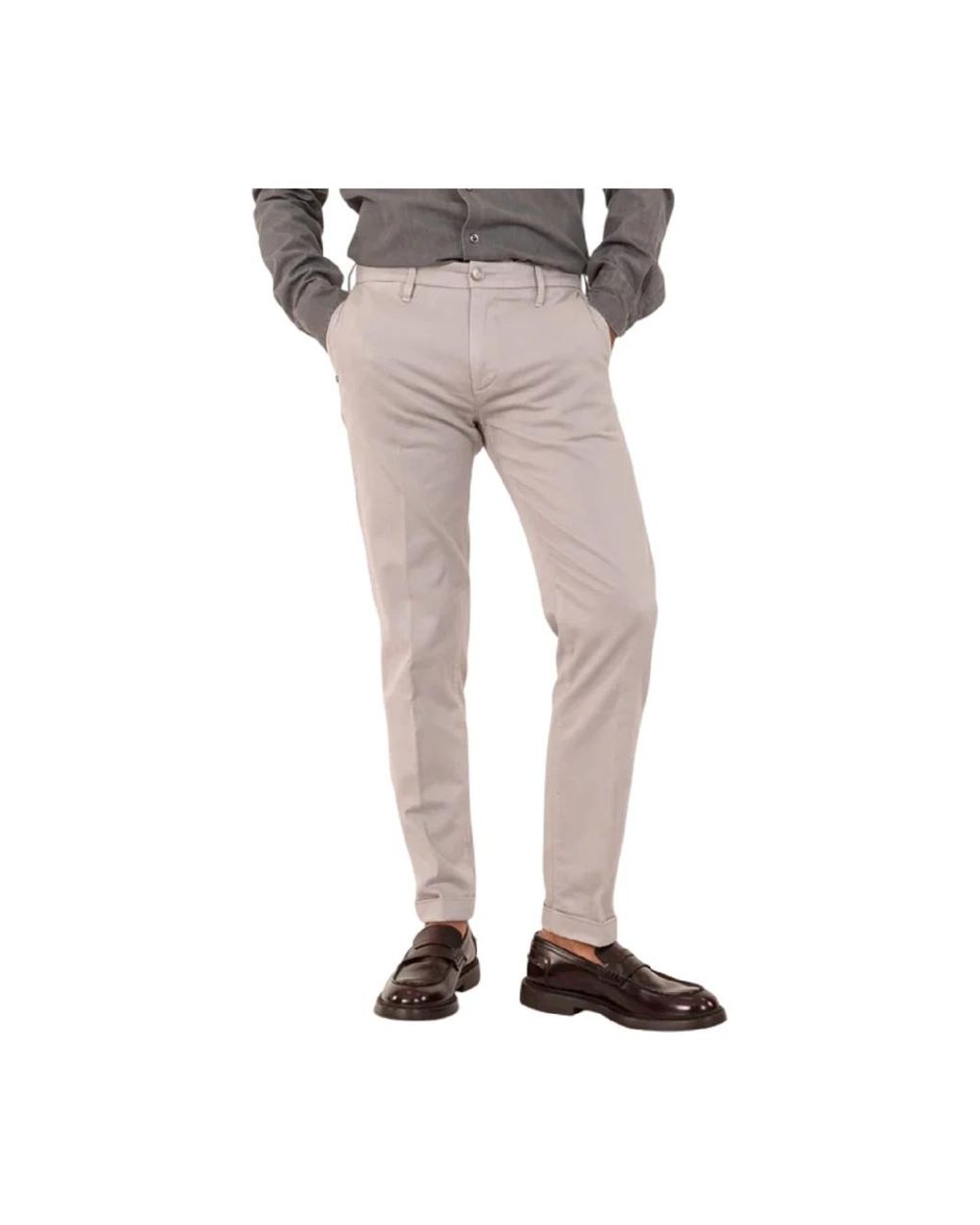 Re-hash Broeken ,Grijs ,Katoen Slim Fit Grijze Chino's in het Pink voor heren