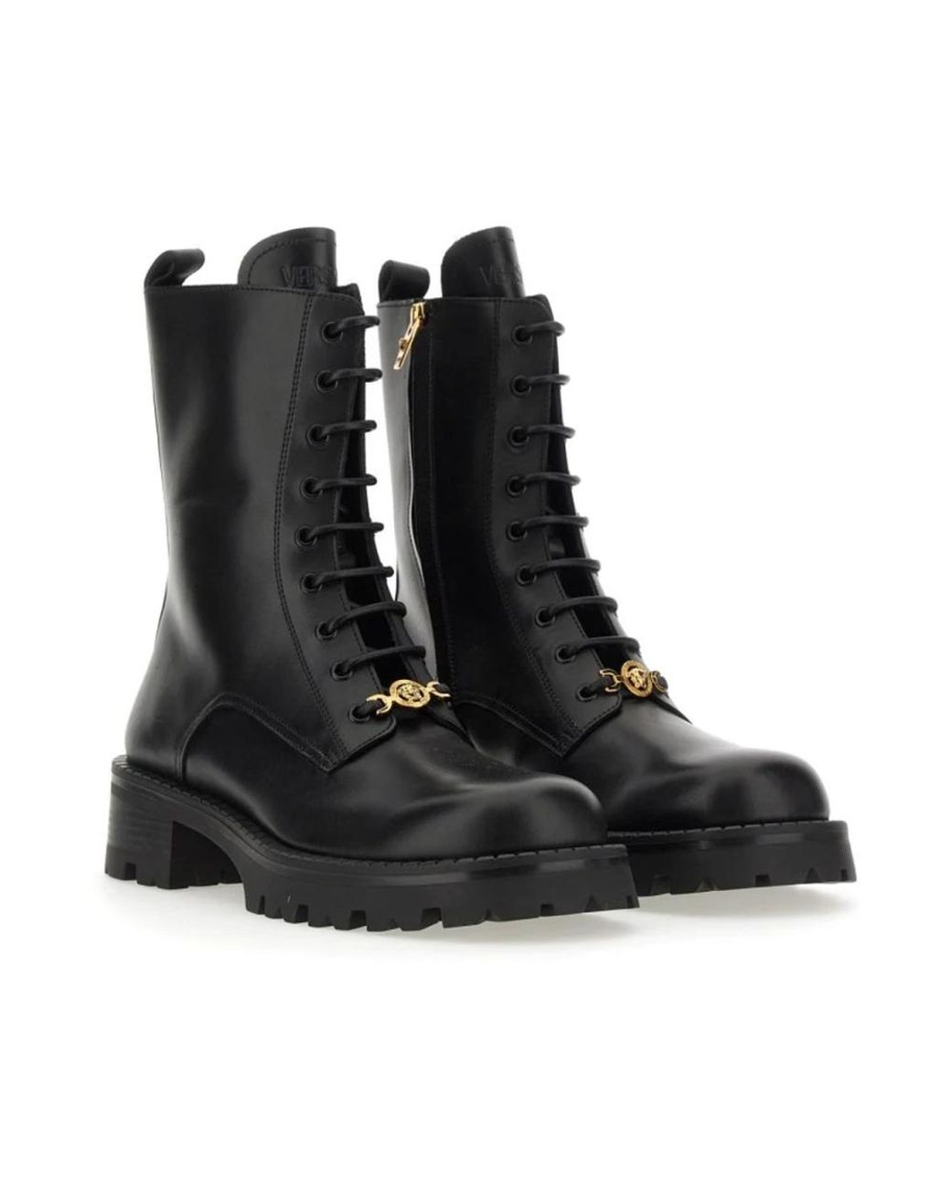 Versace Black Lace-Up Boots