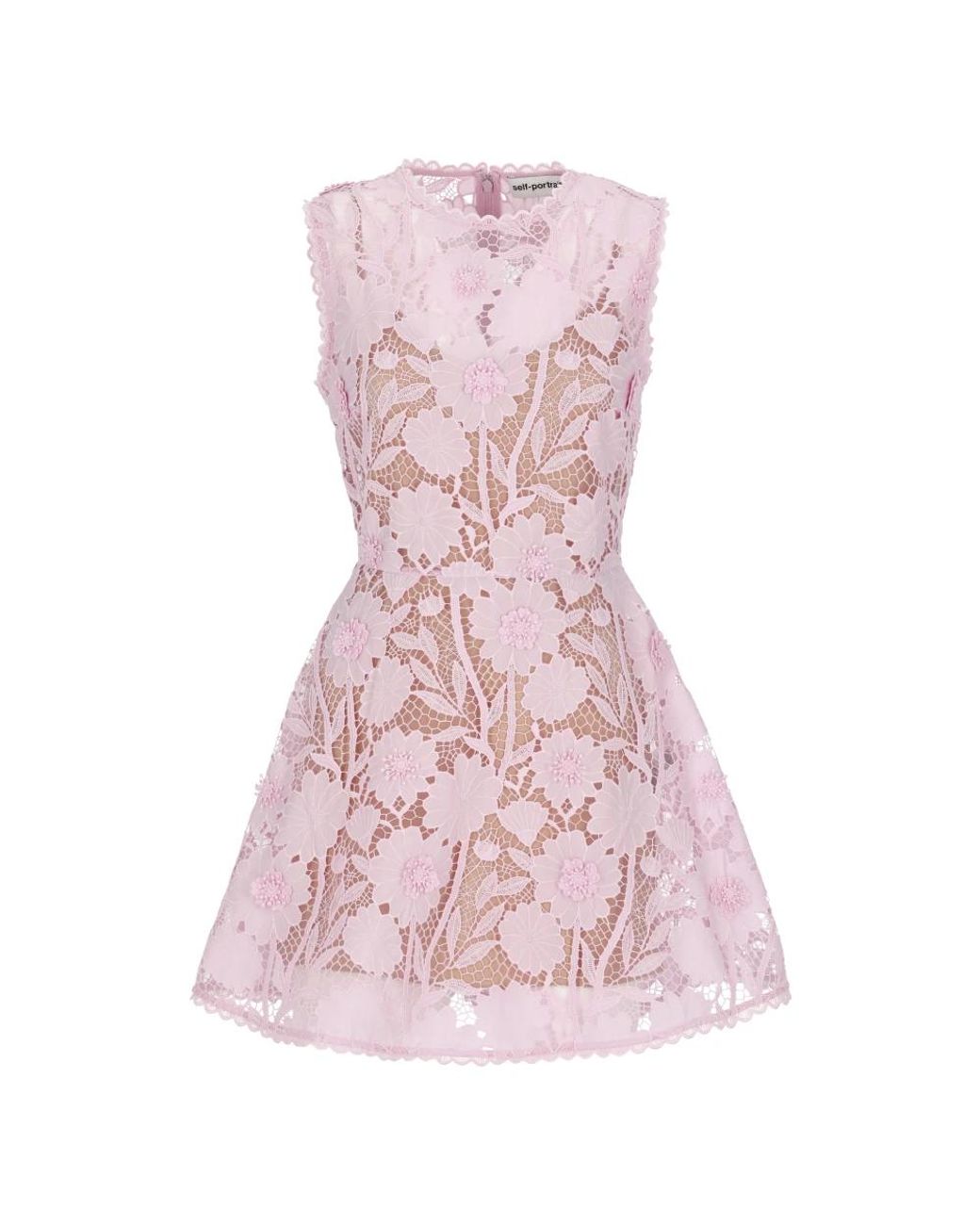 Self-Portrait Kleedjes ,Roze ,Leer Lace Mini Jurk in het Pink