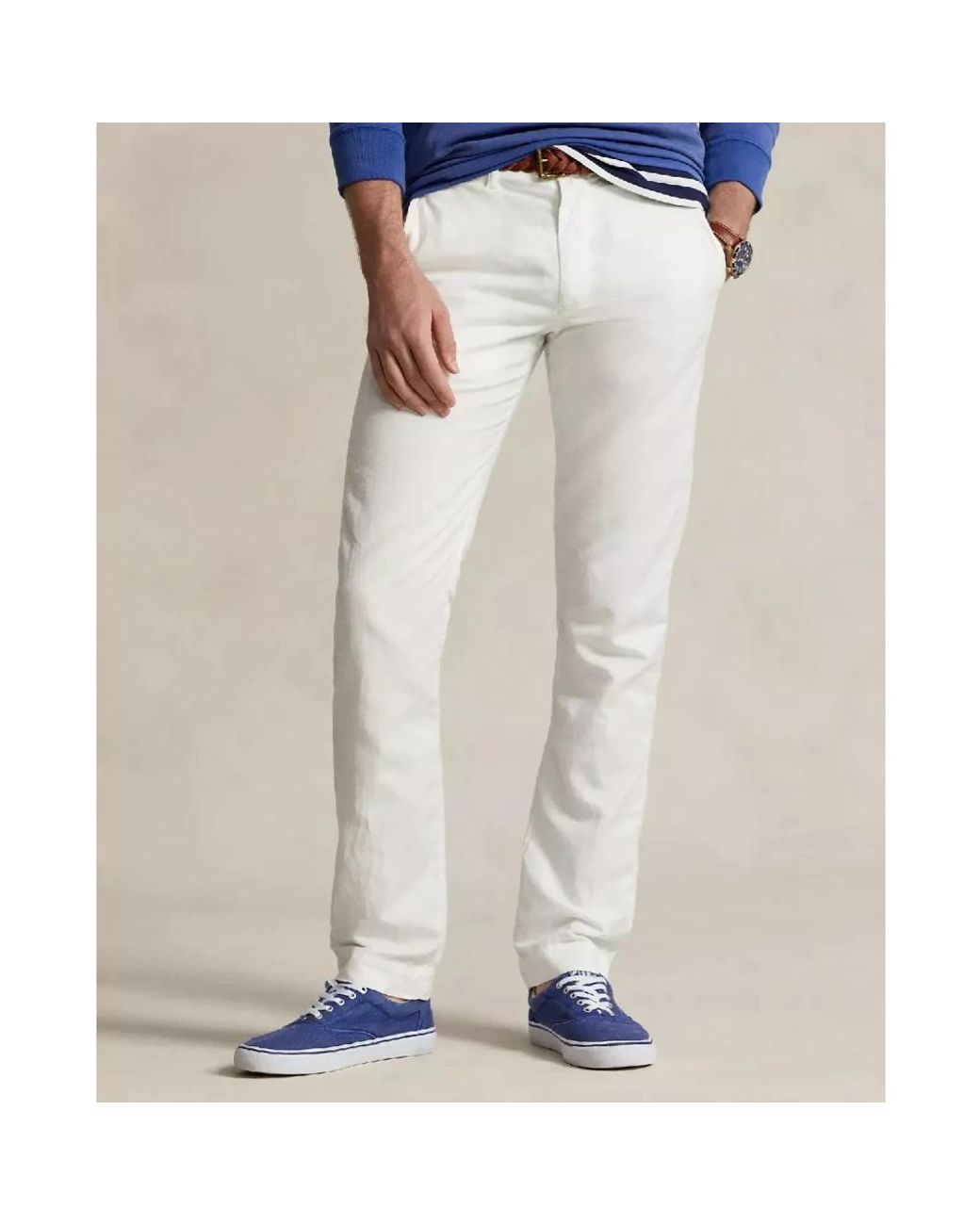 Ralph Lauren White Slim-Fit Trousers for men