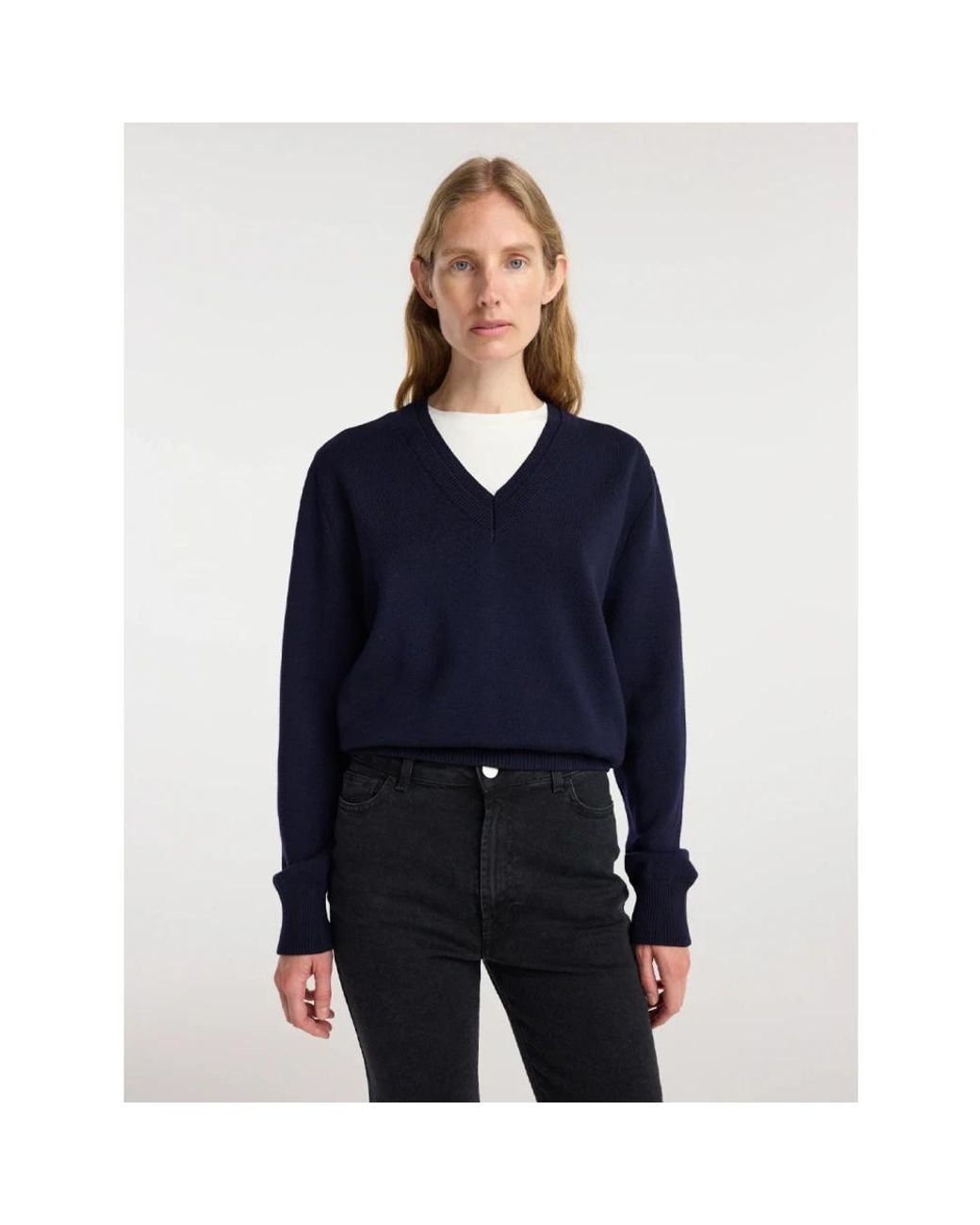 Rohe Blue Double V-Neck Pullover