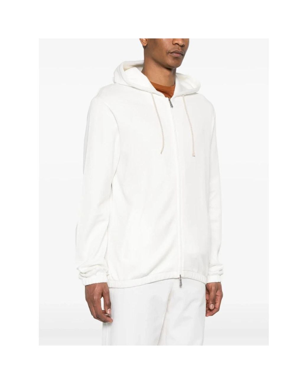 Eleventy White Zip-Throughs for men