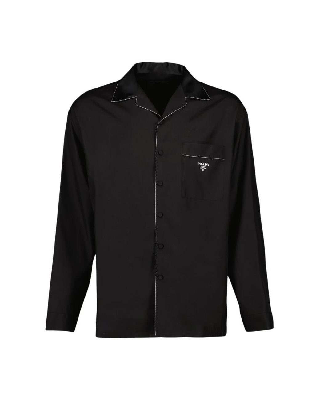 Prada Overhemden ,Zwart ,Silk Classic Shirt Lange Mouw in het Black voor heren