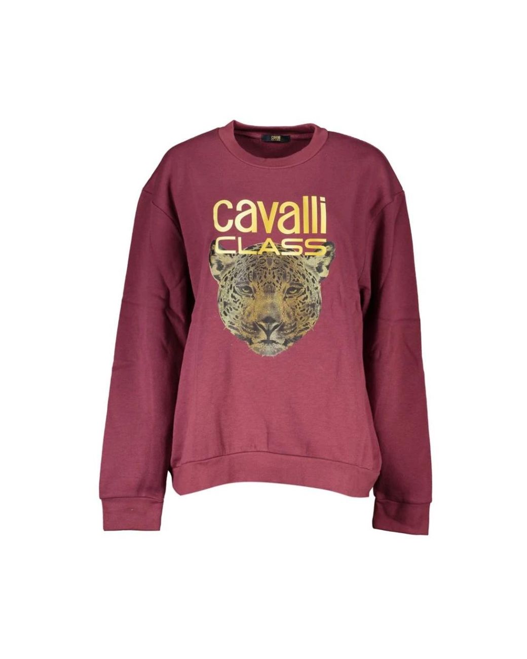 Roberto Cavalli Hoodies & Sweatvesten ,Paars ,Katoen Paars Fleece Sweatshirt Met Logoprint in het Purple