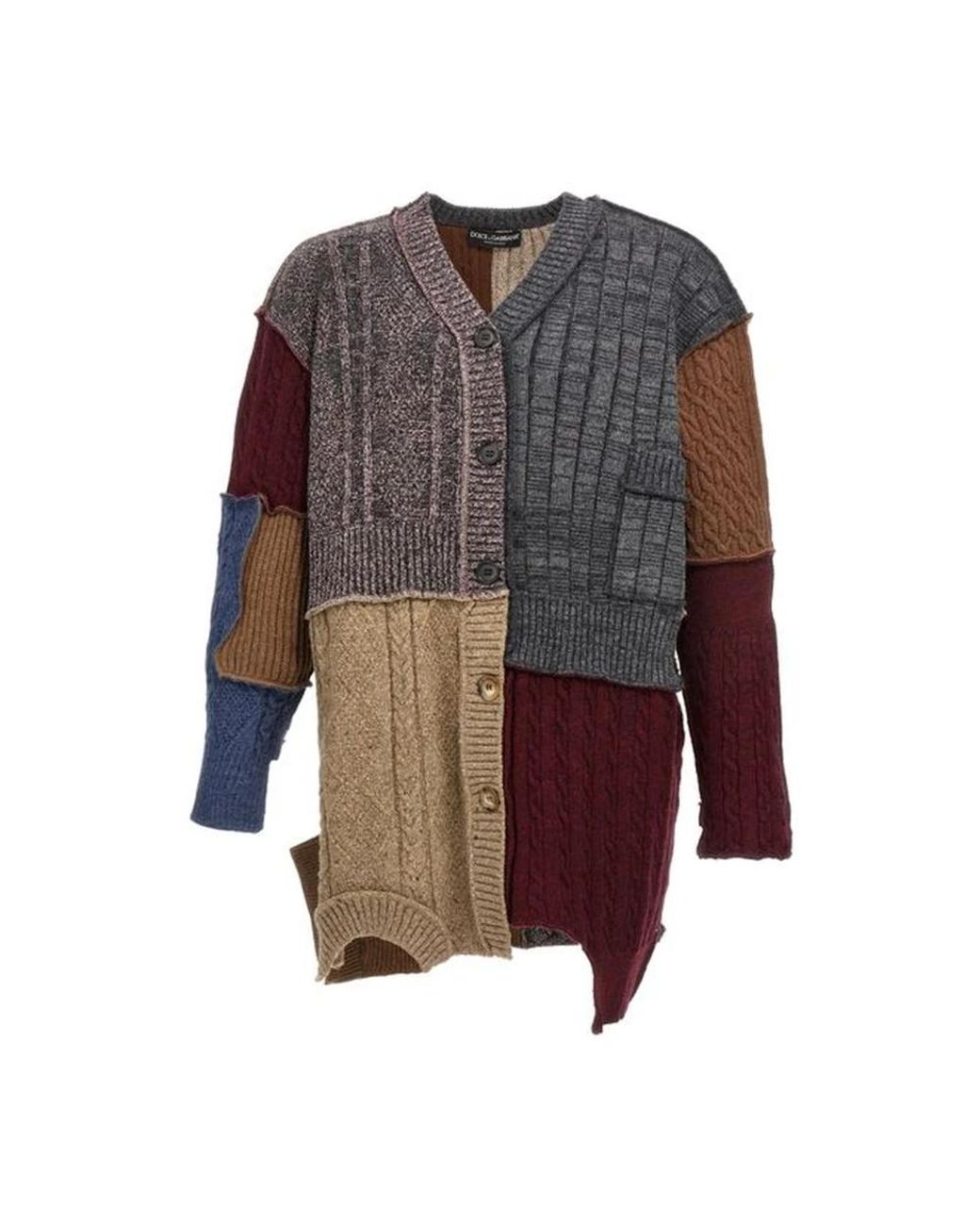 Dolce & Gabbana Patchwork Strickjacke in Brown für Herren