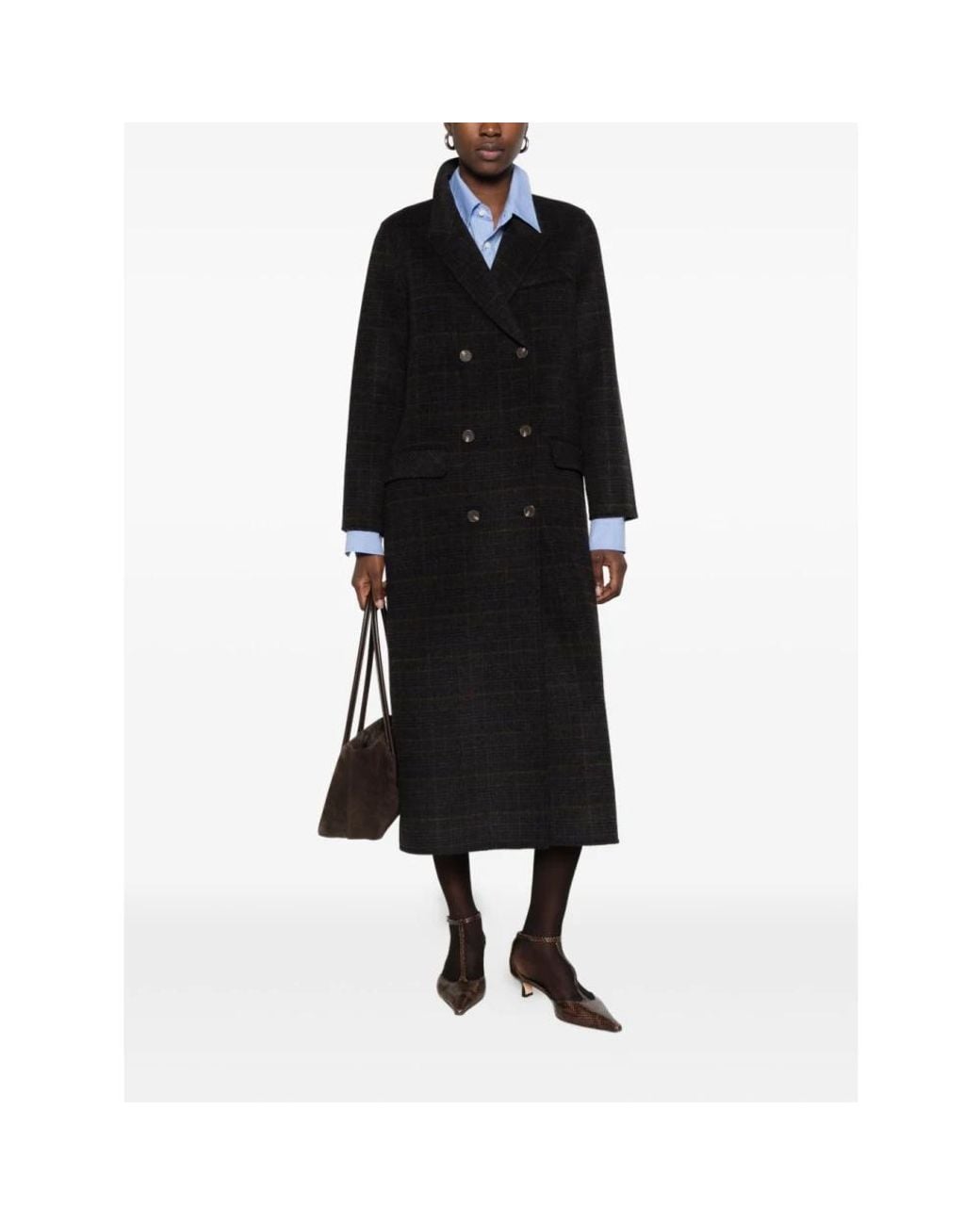 Yerse Black Double-Breasted Coats