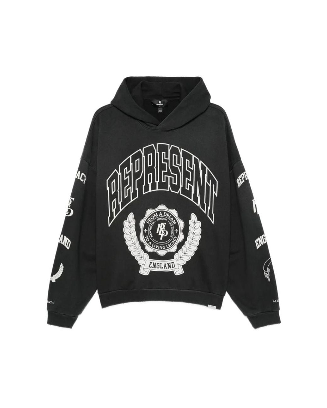 Represent Hoodies & Sweatvesten ,Zwart ,Katoen Zwarte Grafische Print Hoodie in het Black voor heren