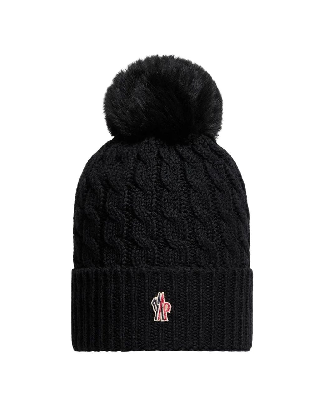 Moncler Black Wollmütze Mit Bommel