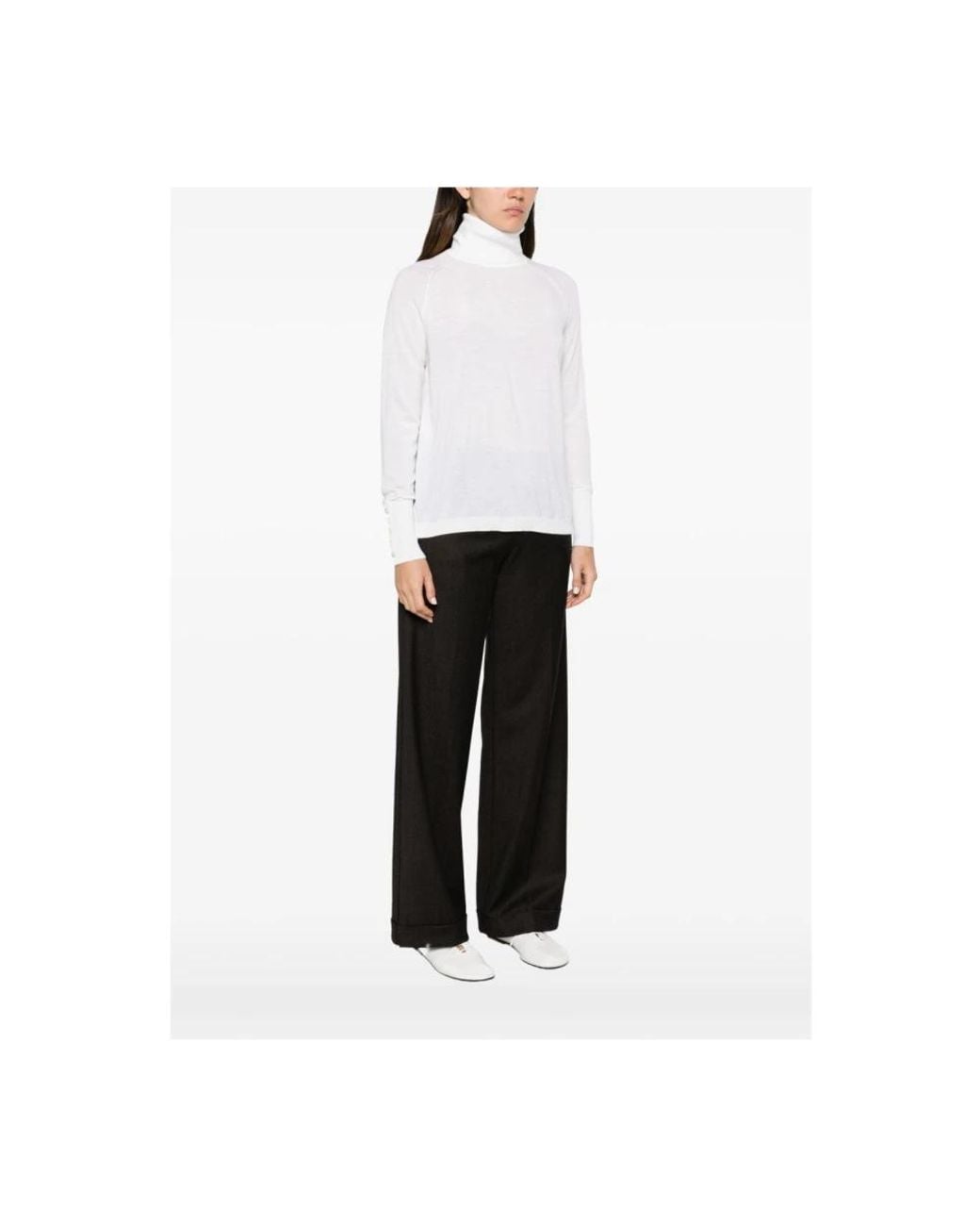 Alpha Studio White Turtlenecks