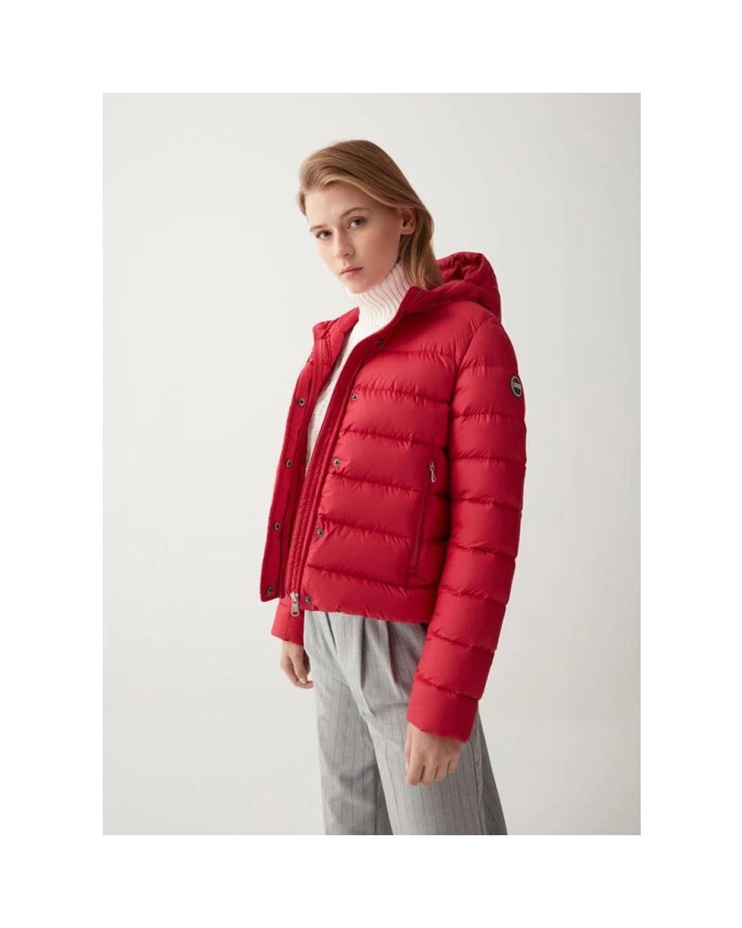Colmar Jassen ,Rood ,Hooded Jas Met Natuurlijke Veren Vulling in het Red