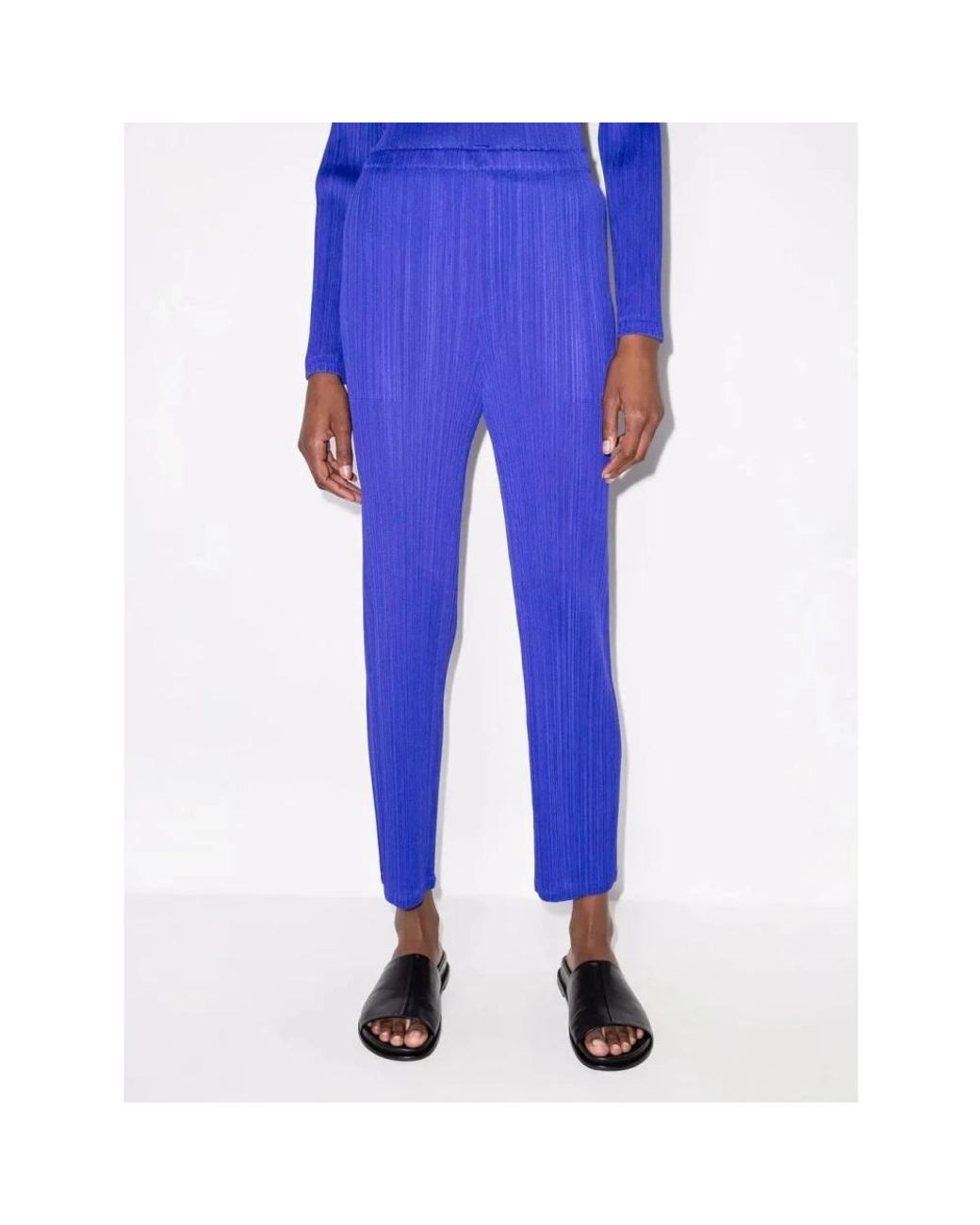 Issey Miyake Blue Slim-Fit Trousers