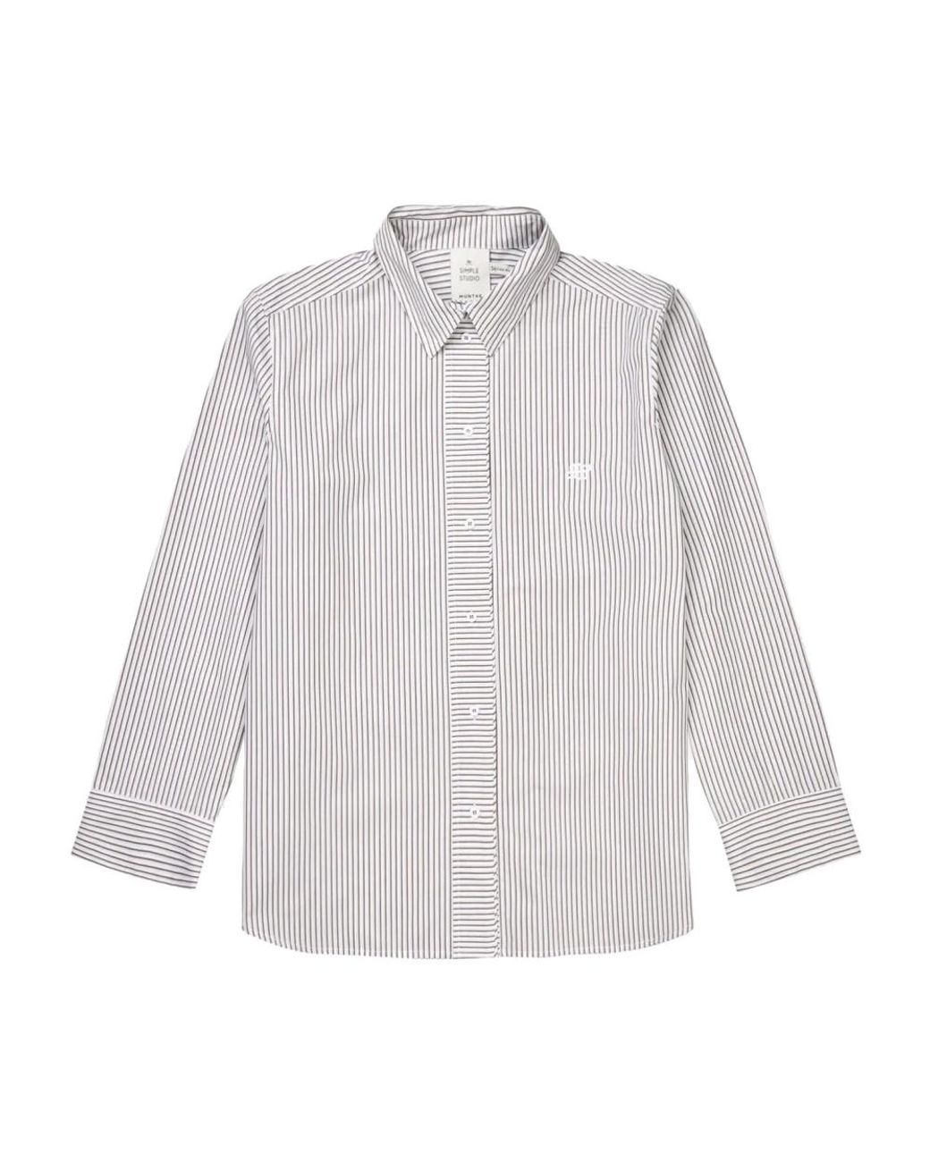 Munthe Overhemden ,Grijs ,Katoen Gestreept Shirt Met Geborduurd Detail in het White