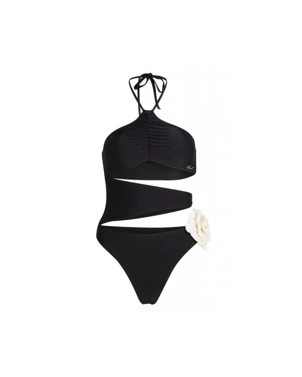 Karl Lagerfeld Badmode ,Zwart ,Dna Flower Swimsuit in het Black