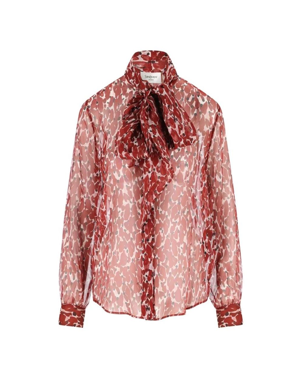 Saint Laurent Overhemden ,Rood ,Bloemen Zijden Blouse Rood Italië in het Red