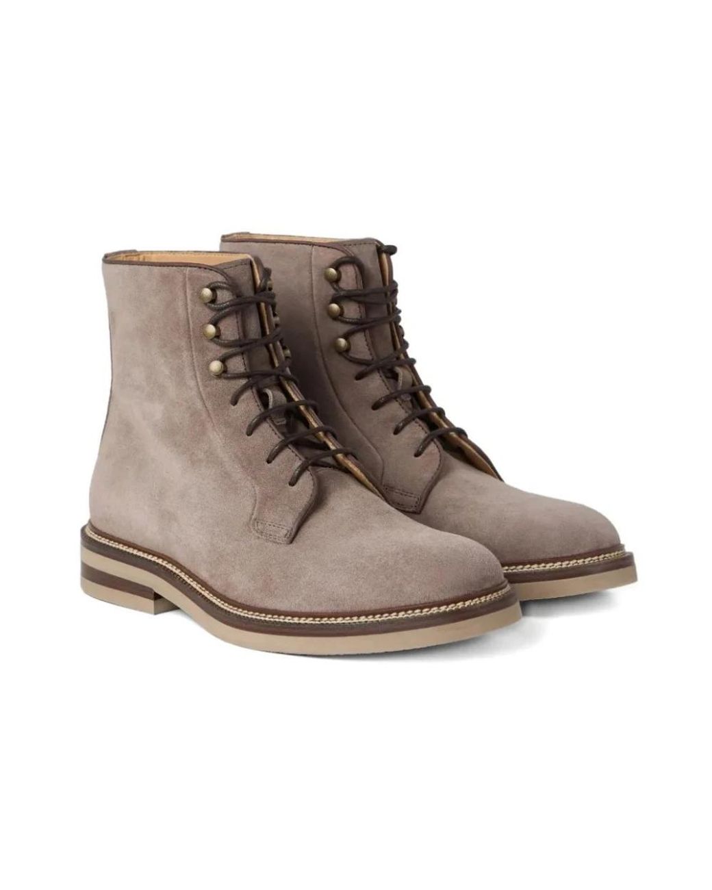 Brunello Cucinelli Gray Lace-Up Boots for men